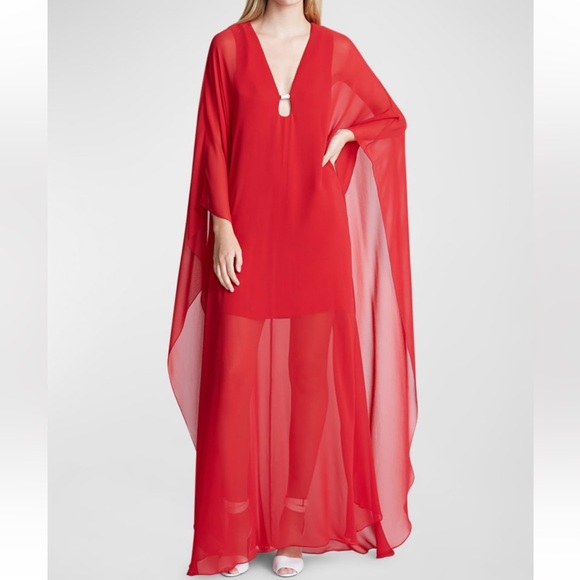 Halston Heritage Dresses & Skirts - NWT Halston Paula Cutout Draped Chiffon Crepe Gown Red Size 2